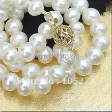 Великолепная! Белый Цвет AA 8-9 мм Натуральная пресноводный жемчуг Цепочки и ожерелья 20 ''Модные украшения Новая fn2394