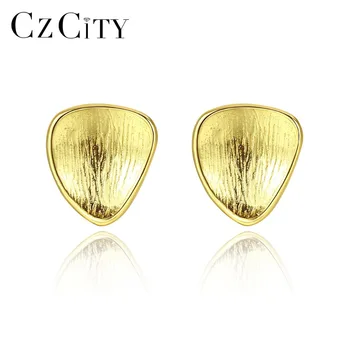 

CZCITY Small Shell Design Stud Earrings for Women Trendy Boho Brushed Daily Wearing Female Earring Silver 925 Jewelry Brincos