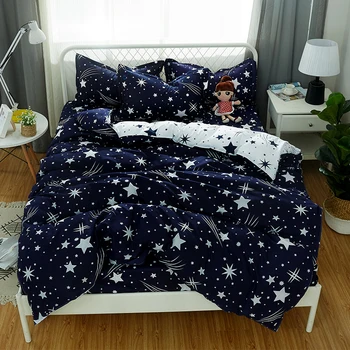 

Meteor shower Bedding Sets Bedroom Set black and white duvet cover sheet pillowcase Five-pointed star 4/3pcs Home Textile