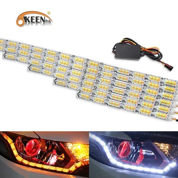 

OKEEN 10sets Waterproof Flexible LED Strips Lights White DRL Daytime Running Light of Sequential Flow Style Switchback Headlight