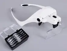 1.0X 1.5X 2.0X 2.5X 3.5X Adjustable 5 Lens Loupe LED Light Headband Magnifier Glass With Lamp