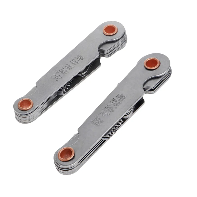 

2 Pcs Stainless Steel Metric Screw Pitch 60+55 Degree Thread Measuring Gauge