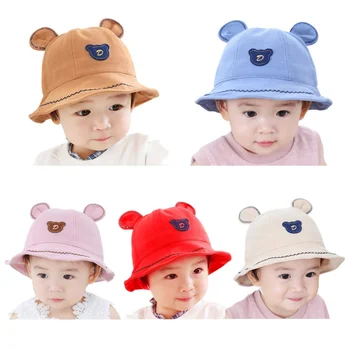 

New Baby Boys Girls Cartoon Animal Printed Pattern Ear Design Bucket Hats Sun Headwear Fisherman Hat