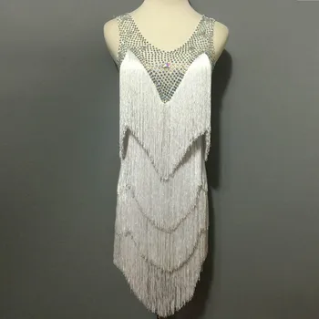 

New style latin dance costume sexy stones tassel latin dance dress for women latin dance competition dresses A69 S-4XL
