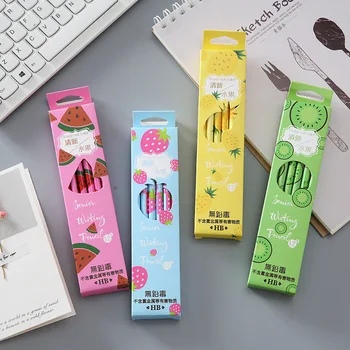 

12 pcs/box Fresh Fruit Color Pencil with Eraser Creative School Student Stationery HB Black Pencils for Kids Writing Gift Supply