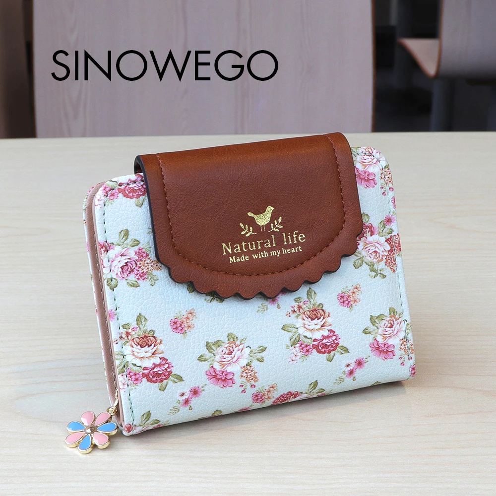 

New Fashion Vintage Wallet Women Luxury Brand Famous Designer Mini Flowers Zipper PU Card Holder Small Women Wallets and Purses