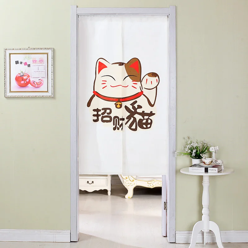 Japanese-style Cotton Linen Door Curtains Cute Lucky Cat Door Curtains Feng Shui Curtain Bedroom Kitchen Curtain Home Decoration - Color: 12