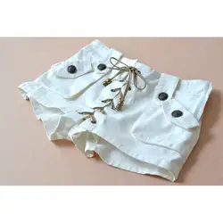 Летние пикантные юбка стиль хлопок джинсовые шнуровкой белого Для женщин Шорты для женщин Модные Карманы стильный Шорты для женщин Джинсы