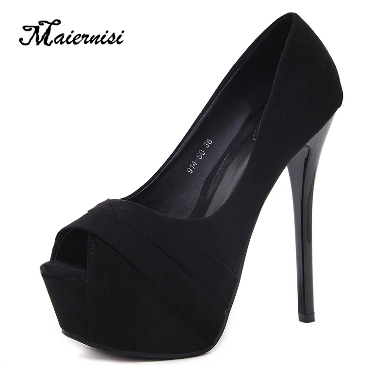 

MAIERNISI Steel Pipe Dance Women Shoes Peep Toe High-heeled Sexy Fish Mouth Pumps Catwalk Models Show Car Show Female Sandals