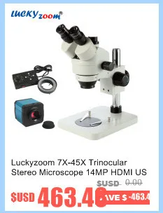 Lucky Zoom Brand 3.5X-90X Articulating Arm Zoom Stereo Microscope 14MP HDMI Digital Camera 2.0X 0.5X Objective Len 144LED Light