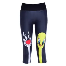 New 1039 Sexy Girl Women Sylvester pussycat TweetyBird 3D Prints Workout Fitness elastic Cropped Trousers Leggings Pocket Pants