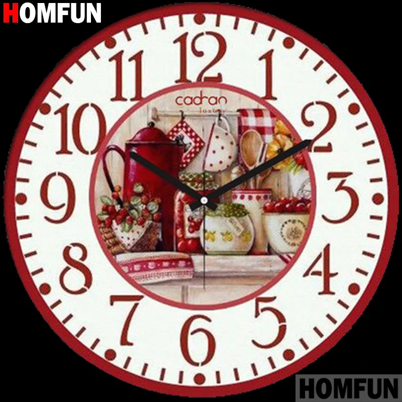 

HOMFUN Full Square/Round Drill 5D DIY Diamond Painting "Fruit basket clock" 3D Diamond Embroidery Cross Stitch Home Decor A21384