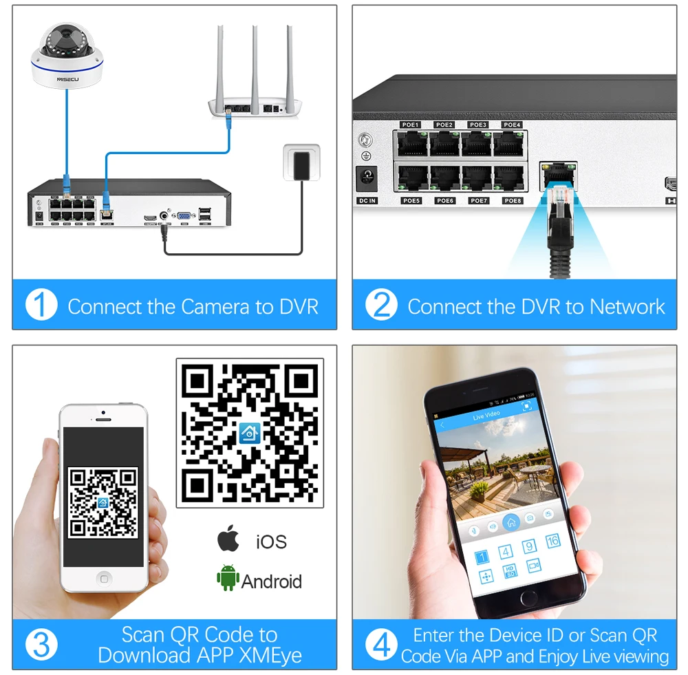 MISECU 8CH 1080P POE NVR Kit Security Camera CCTV System Indoor Audio Record Sound IP Dome Camera P - 32833170290