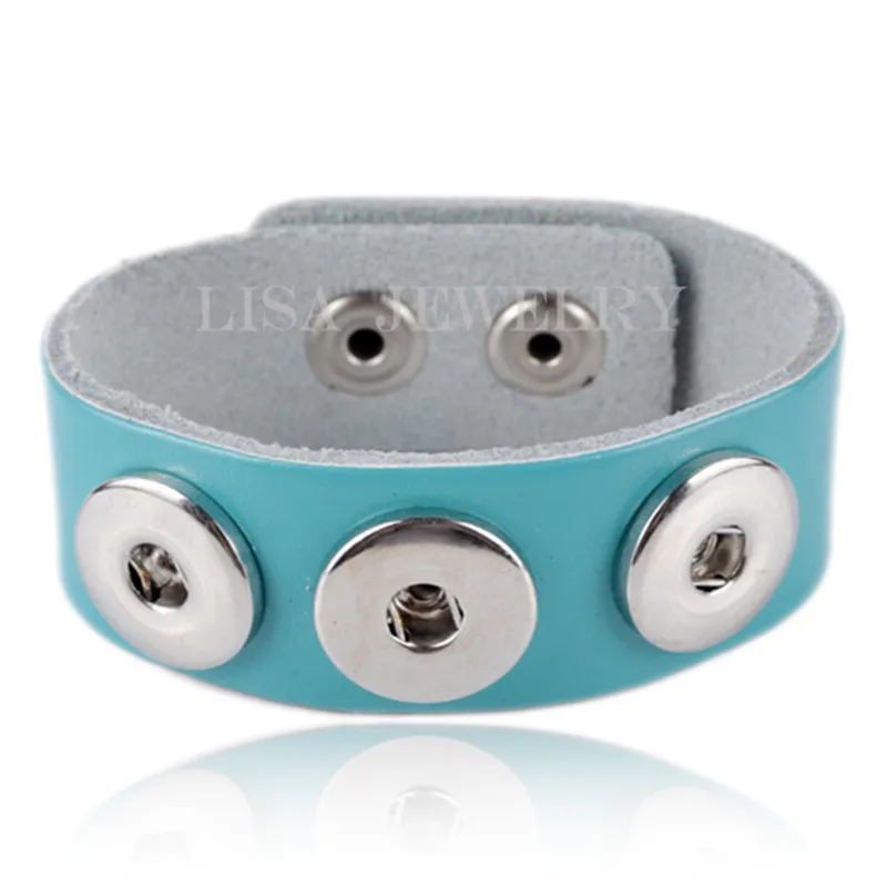 Ginger Snaps 3 SNAP BLUE LEATHER Bracelet Interchangeable Jewelry