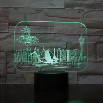 

Usb 3d Led Night Light City Las Vegas Atmosphere Lamp Decoration RGB Kids Baby Gift Famous Buildings Table Lamp Bedside neon