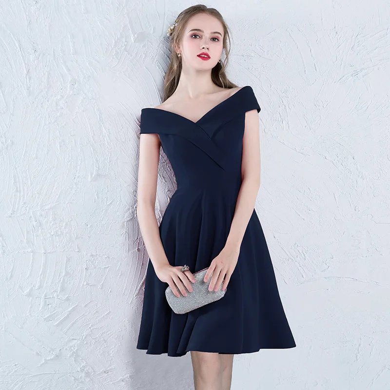 Cocktail Dresses Exquisite V-neck Vestidos De Noite Para A Festa 2019 Women Evening Gown One Shoulder Zipper Robe De Soir