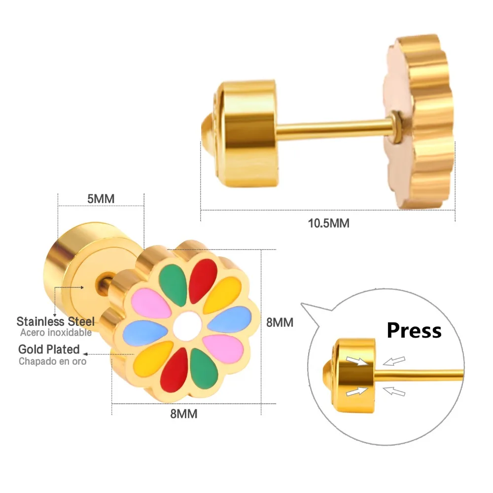 Роскошные стальные серьги нового цвета/цветок красного цвета, Размер 9 мм, серьги-гвоздики из нержавеющей стали для женщин/девочек/детей, ювелирные изделия, подарок