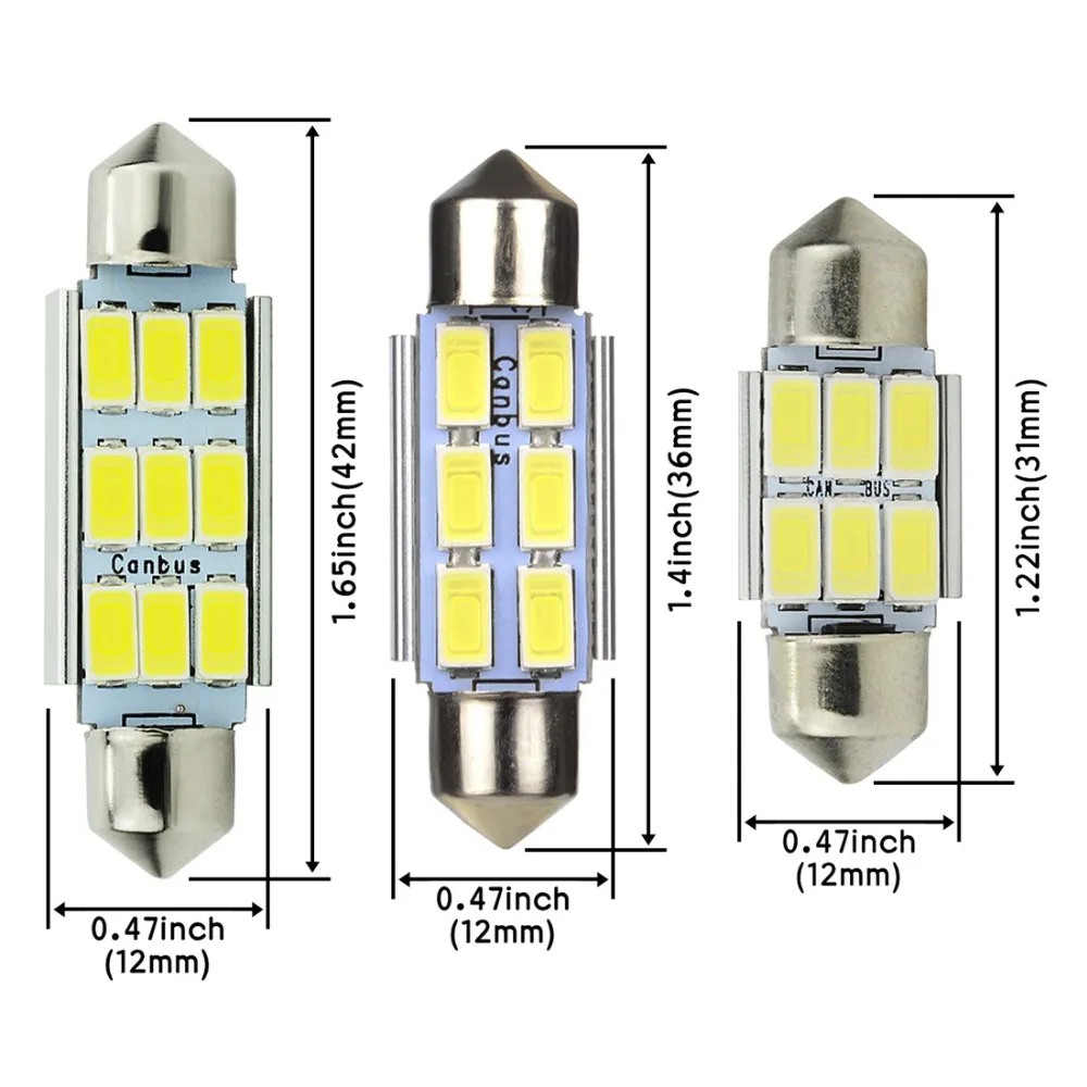 Safego 4x светодиодная гирлянда 31 мм C5W 36 мм светодиодный canbus 6SMD 42 мм светодиодный 9 SMD 5630 интерьер автомобильного салона Лампа фонарь освещения номерного знака лампы для чтения