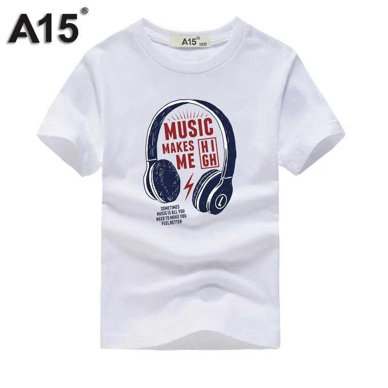 A15 футболки для мальчиков, Детская футболка с принтом Повседневные базовые Топы, крутые футболки Одежда для мальчиков и девочек-подростков лето, 10, 12, 14 лет - Цвет: T0077White