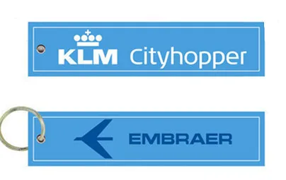 

KLM Cityhopper Embraer Pilot Aviation Key Chain Fabric Embroidery Pilot Keychain Aircraft Airplane