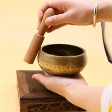 Буддийская 9,3 см Поющая чаша для медитаций тибетская Йога Поющая чаша Гималайская ручная гонг, чакры, медитация звуковой массаж чакра