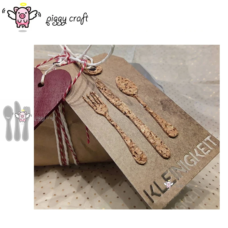 

Piggy Craft metal cutting dies cut die mold Knife and fork spoon Scrapbook paper craft knife mould blade punch stencils dies