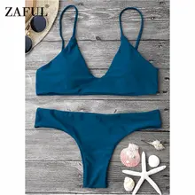 Zaful 2017 Женщин Новые Майка Мягкий Bralette Бикини Установить Сексуальные Низкой Талией Сплошной Цвет Спагетти Ремни Купальник Бразильский Купальники