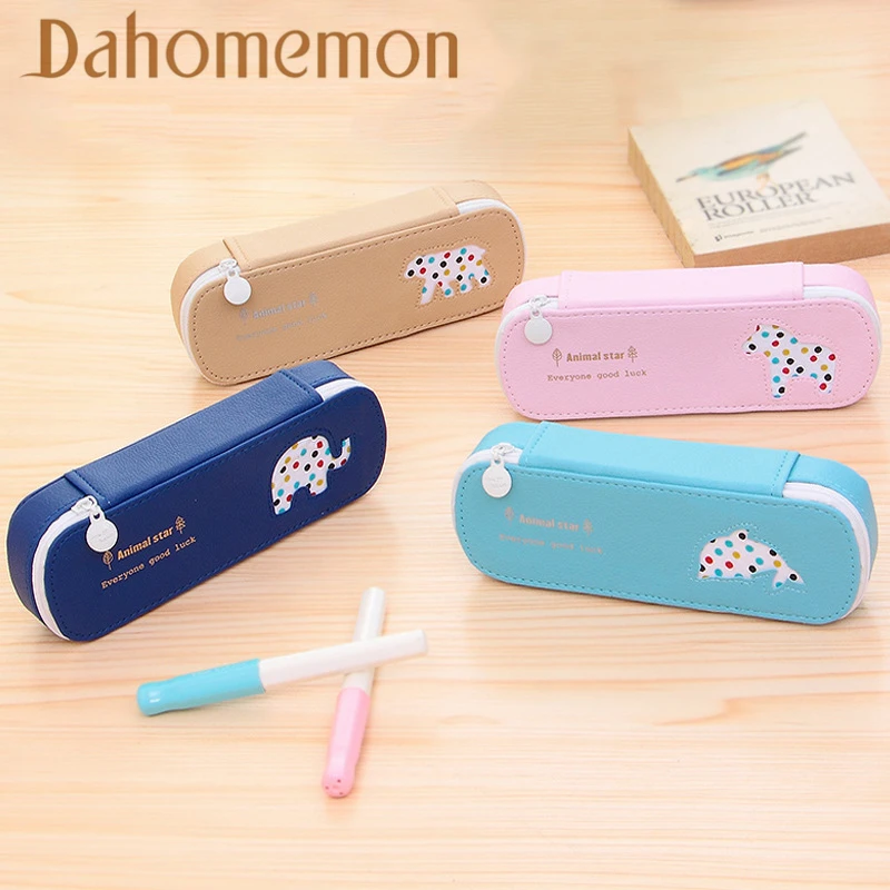 

Creative Cute animal prints pencil case High-capacity stationery Pen bag Simple Kawaii pencil Box School Student office supplies