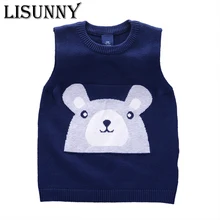 Г., Осенний вязаный жилет для мальчиков пальто для малышей с рисунком медведя вязаная кофта без рукавов для мальчиков Весенняя Детская Верхняя одежда Детские куртки от 2 до 8 лет