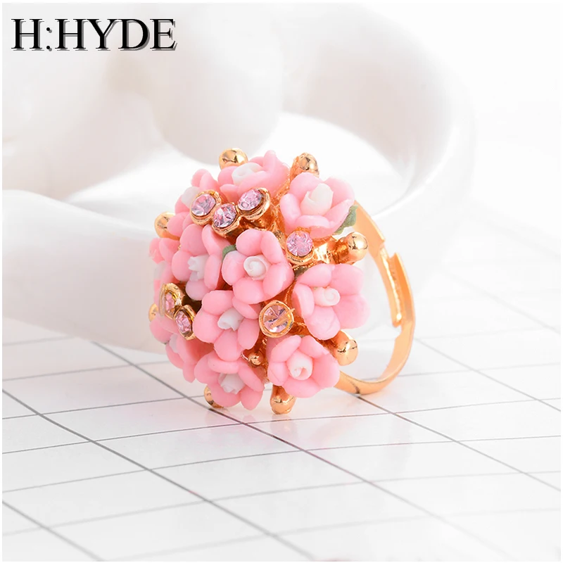 Модные свадебные кольца H:HYDE ювелирные изделия Женское кольцо с розовым цветком