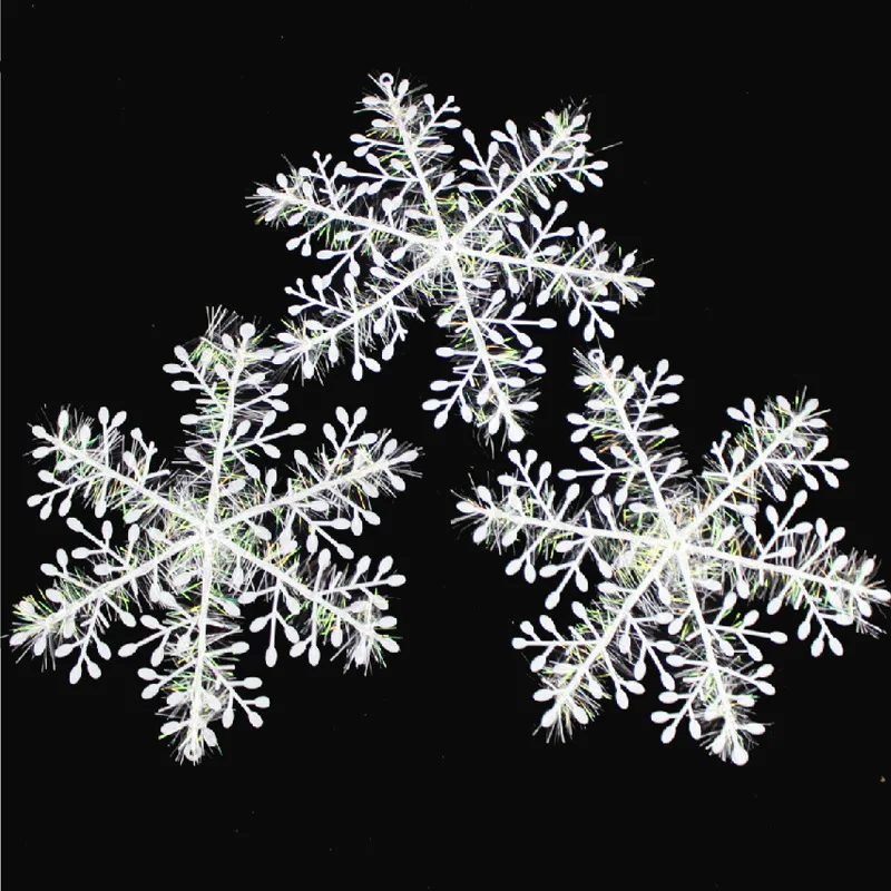 120 шт/партия белый пластиковый рождественский снежинка листовой орнамент веселая Рождественская елка украшение дома с сияющими смешанными 4 размера