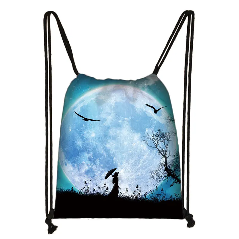 skdxk10 Galaxy / starry night print drawstring bag women travel bag fashion teenager girls canvas softback backpack female storage bag - Цвет: skdxk10