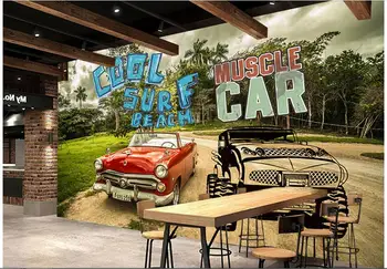 

3d wallpaper custom photo non-woven mural picture European red car restaurant bar decoration painting 3d room murals wallpaper