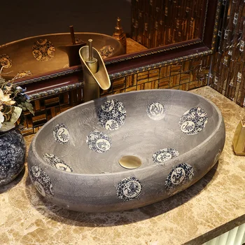 

Oval Porcelain Bathroom ceramic counter top bathroom sink wash basin