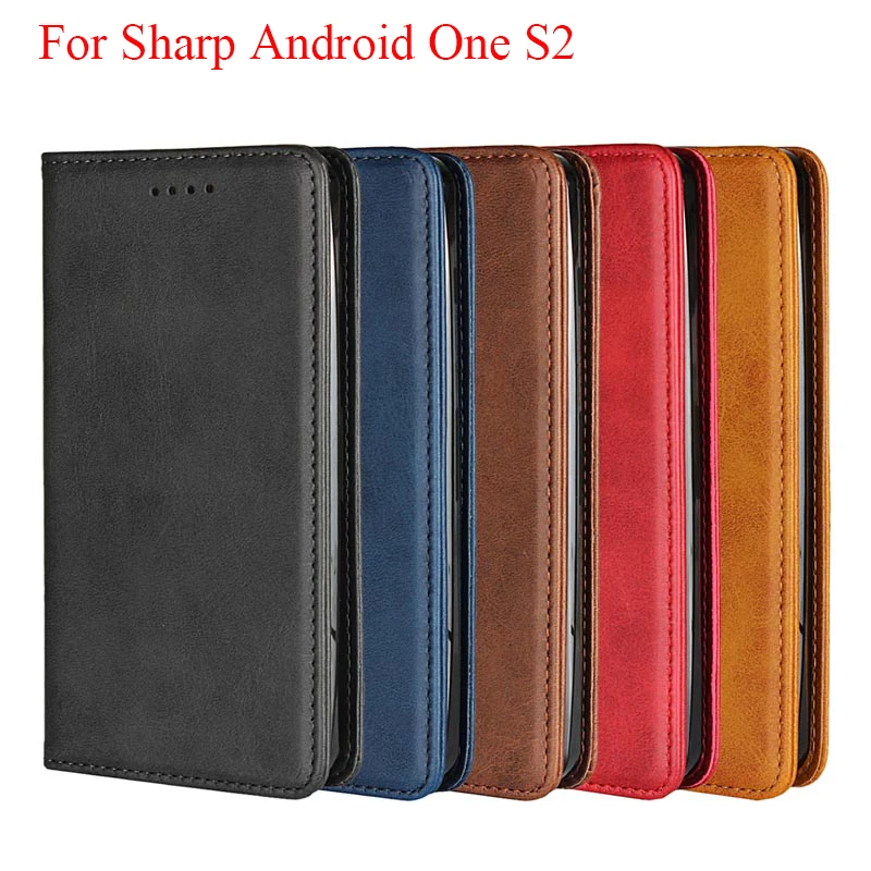 

For Sharp Andriod One S2 PU Leather Magnetic Case Calf Grain Wallet cases with Card Slots Anti-Knock Cover Shell coque fundas