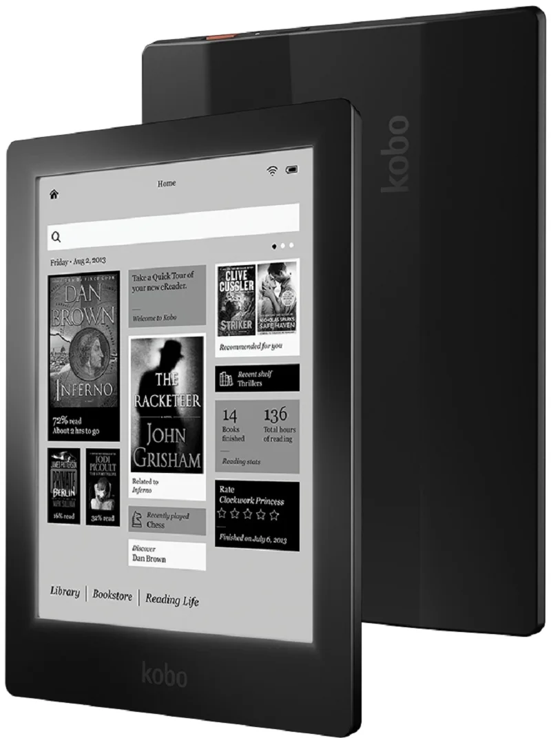 Электронная книга Kobo Aura HD читалка 6,8 дюймов 1440x1080 сенсорный экран электронная книга читатель e-ink передний свет электронные книги ридер