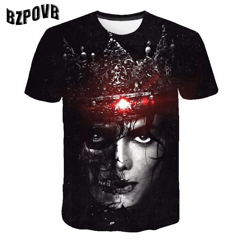 

2019 New Tshirt Cool Print Flower Skull 3d Tshirt Crown Skull T-shirts Summer Fashion Hiphop Punk Short Sleeve Undershirts 6XL