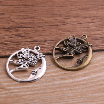 

10PCS 26*31mm Metal Alloy Two Color Beautiful Angel Charms Pendant for Jewelry Making DIY Handmade Craft