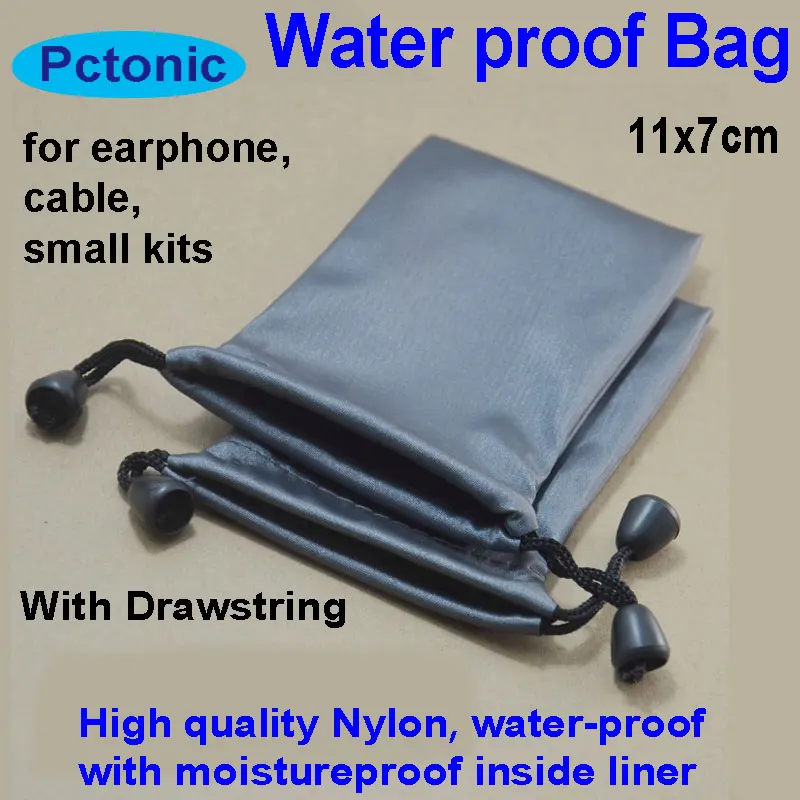 

PCTONIC Waterproof nylon small Drawstring bag for mobile phone earphone cable Travel Storage Case for USB cable diver disk
