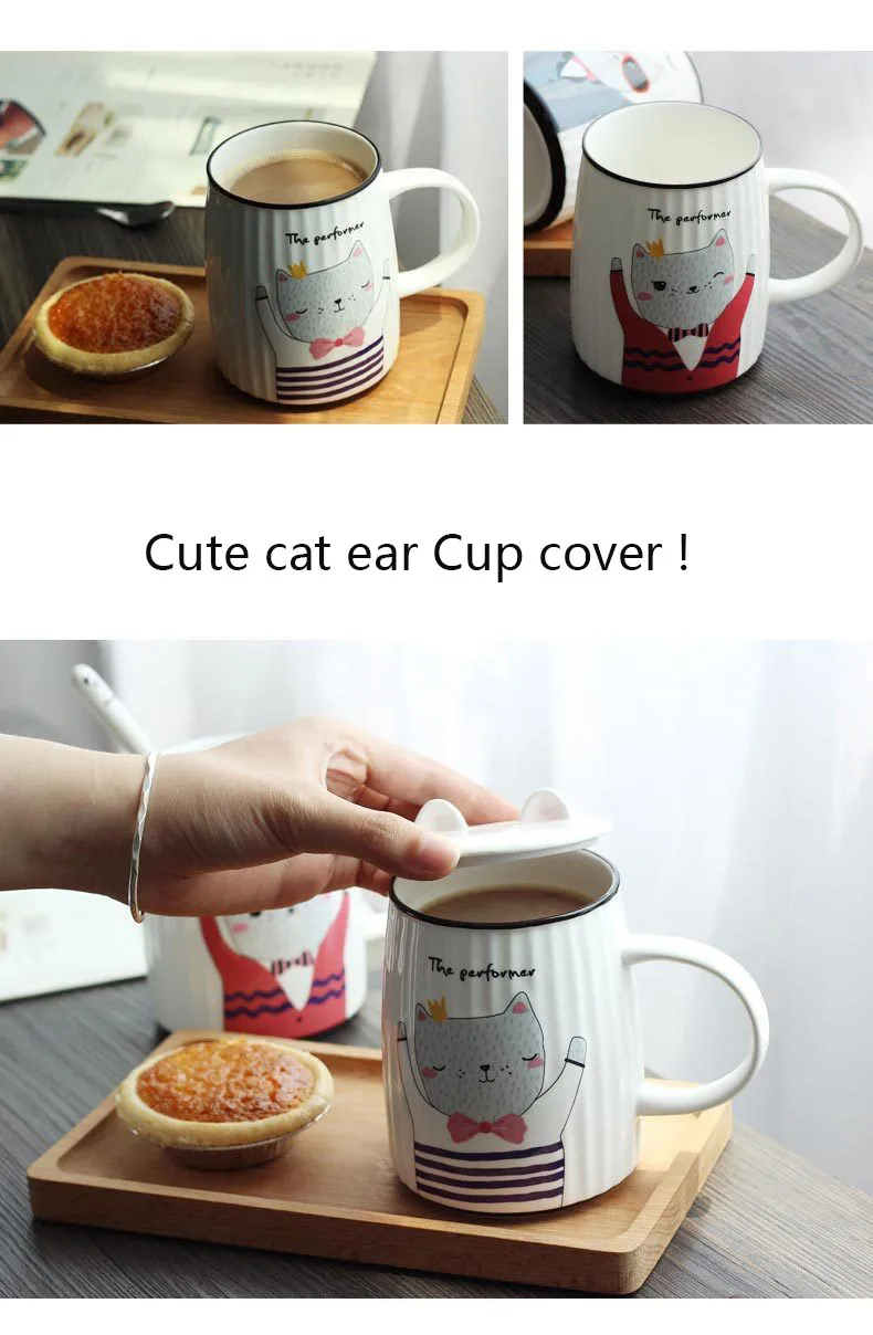 HOMIE lovely  Cat animal Cup Coffee Mug Large 500ml With lid Mugs creative Drinkware Tea milk Cup Novelty Newlywed couple07_