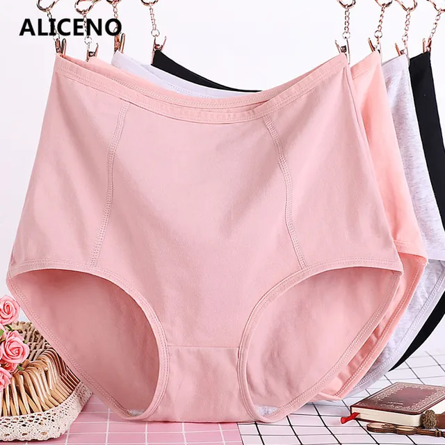 3pcs/Lot Big Size XL-6XL Sexy High Waist Womens Cotton Solid Panties Breathable Briefs Underwear Lingerie Panty Female Intimates 2