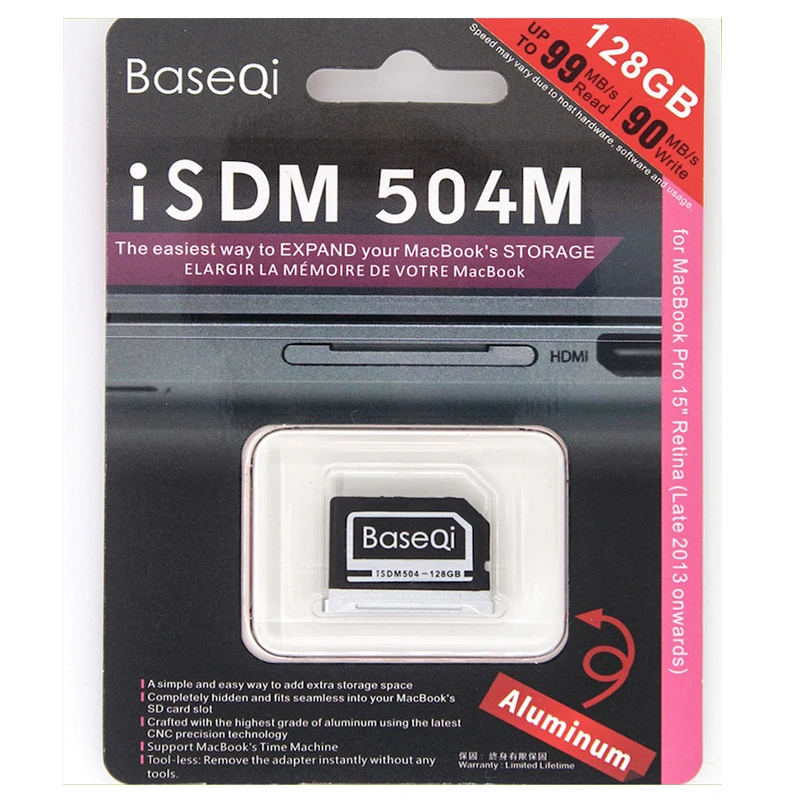 BaseQi NinjaDrive Aluminum 128GB/256GB SD Card For MacBook Pro 15"Retina(Late 2013 onwards) Storage Expansion Card
BaseQi NinjaDrive Aluminum 128GB/256GB SD Card For MacBook Pro 15"Retina(Late 2013 onwards) Storage Expansion Card