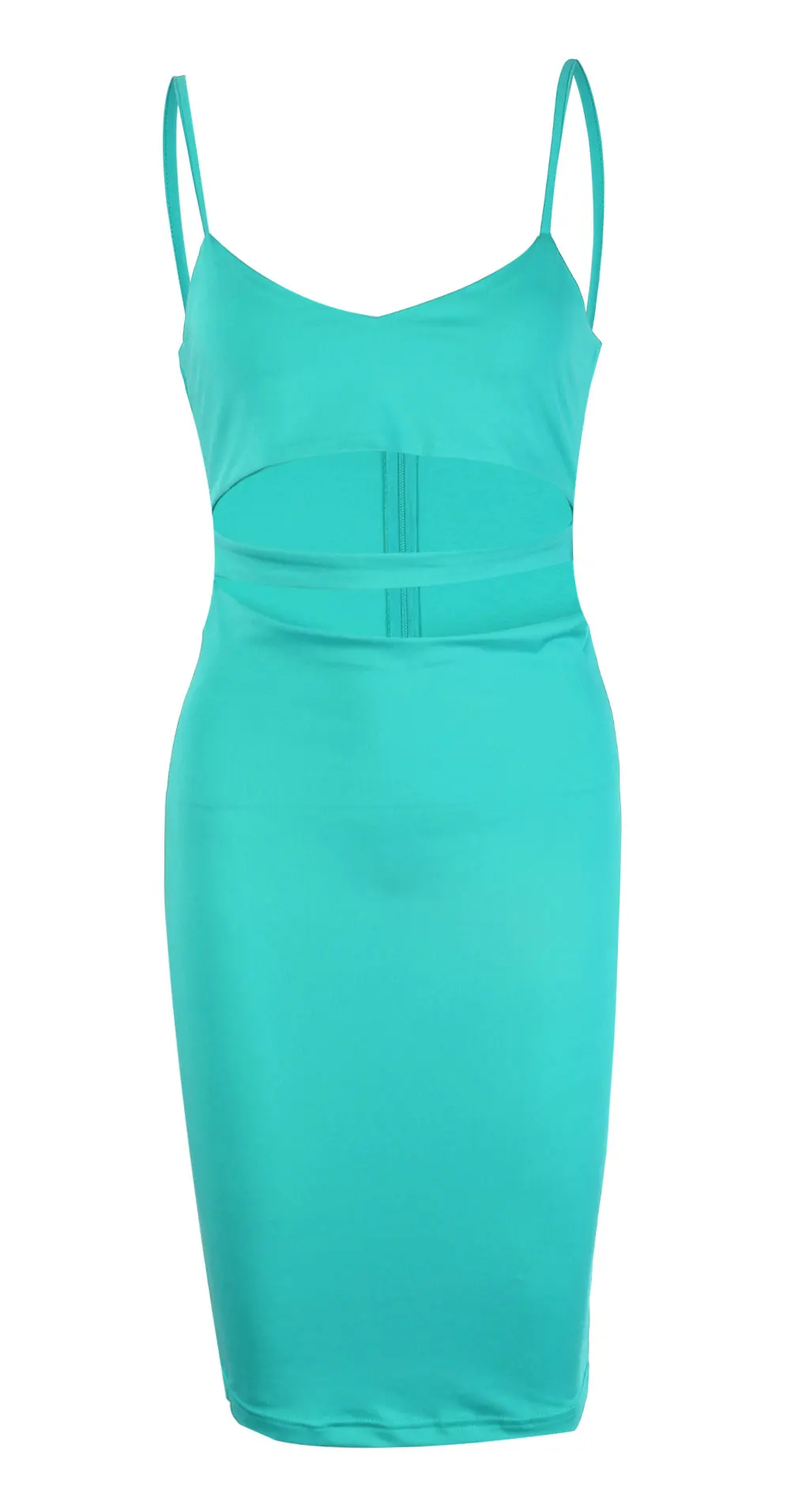 Модное мини-платье женское БЕЗРУКАВНОЕ Бандажное обтягивающее вечернее платье на бретельках, облегающее платье-карандаш Vestido - Цвет: Blue green