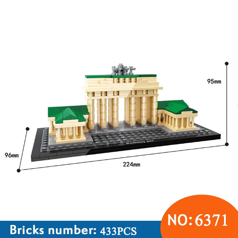 

6371 World Famous Cultural Architecture Building Blocks Brandenburg Gate Berlin Mini City Bricks Educational Toys For Children