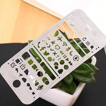 

Multifunctional Stainless Steel Hollow Ruler Cat Geometric Figure Drawing Stencils Templates Metal Ruler DIY Tool Diary Template