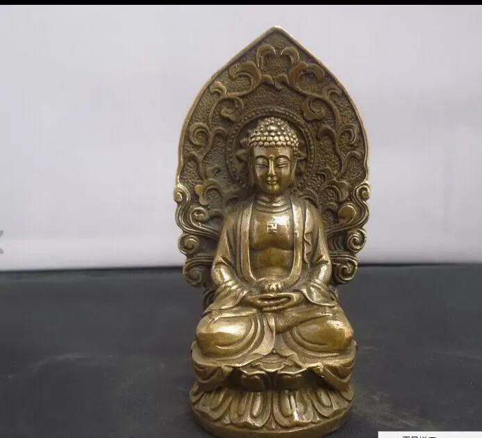 

wang6710582++Chinese Folk Culture Handmade Old Copper brass Statue Sakyamuni Buddha