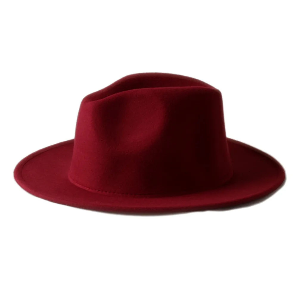LUCKYLIANJI шерсть фетр для мужчин и женщин мода Панама шляпа 9 цветов Элегантные Дамы Винтаж Гангстер широкий джазования с полями шляпка с узкими полями(57 см