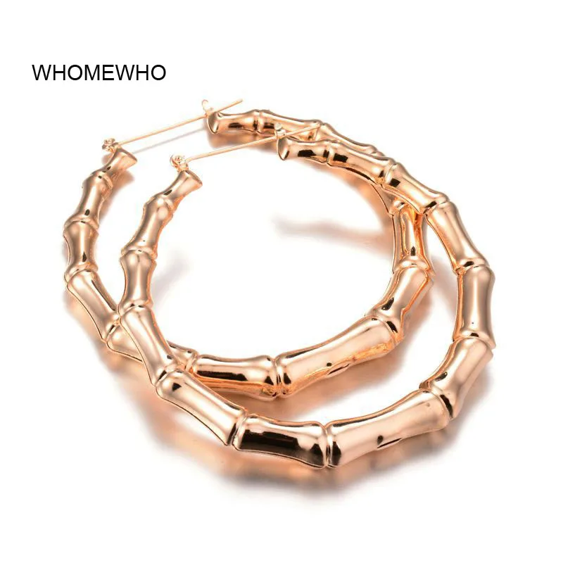 

Gold/Silver Hip Hop Rock Bamboo Hoop Earrings Fashion Lady Club Party Earring Women Big Round Statement Ear Jewley Accessory