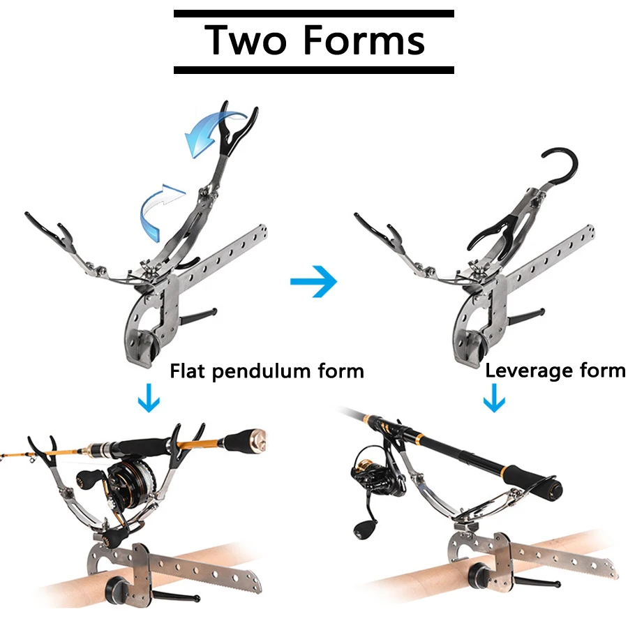 Держатель удочки для удочки Регулируемый складной опорный кронштейн с универсальным зажимом из нержавеющей стали для лодки 2 размера