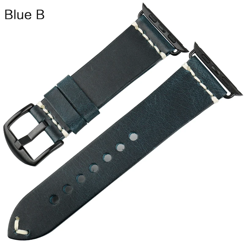Аксессуары для часов MAIKES из натуральной коровьей кожи для Apple Watch 44 мм 42 мм и iwatch ремешок 40 мм 38 мм серия 4 3 2 1 браслеты - Цвет ремешка: Blue B